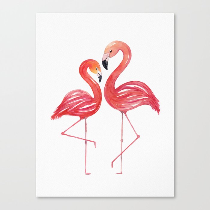 Flamingo Love Watercolor Painting Canvas Print By Ccartstudio