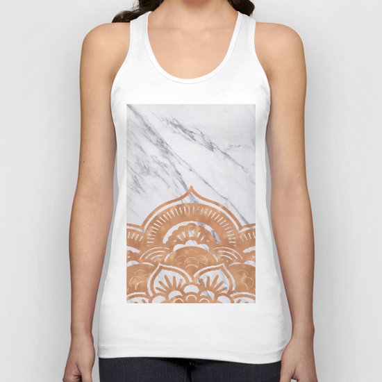 Copper mandala on marble Unisex Tank Top