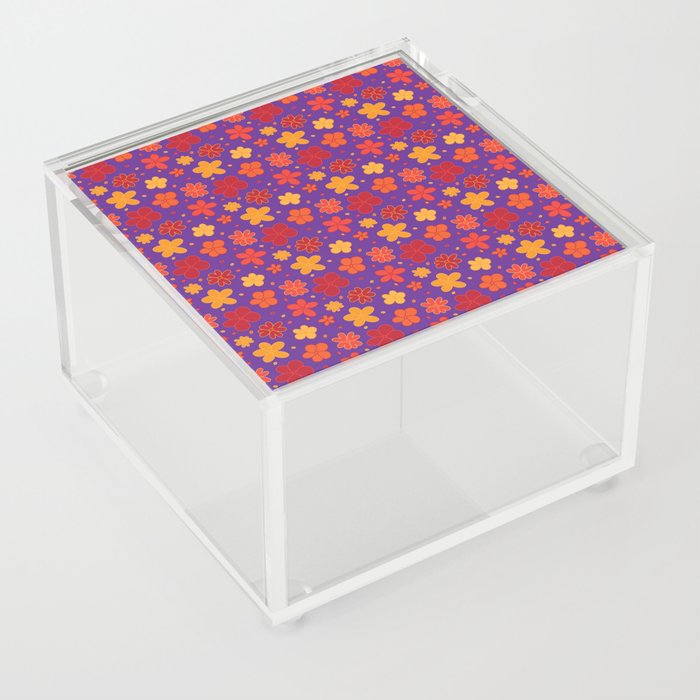 Sunday Best: cute little flowers in red, orange, yellow and purple Acrylic Box