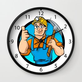 miner hold the pick axe Wall Clock | Minercartoon, Cartoonminer, Cartoon, Drawing, Worker, Miner, Man, Hardhat, Clipartminer, Mine 