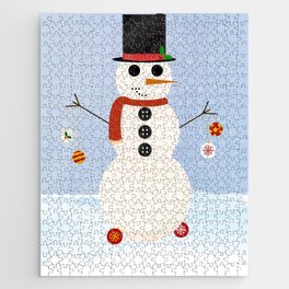 Snowman With Ornaments Jigsaw Puzzle