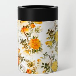 Yellow flowers,roses,vintage floral pattern  Can Cooler