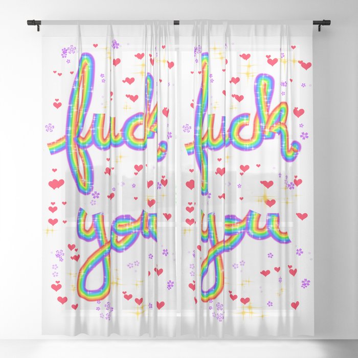 Fck you rainbow Sheer Curtain