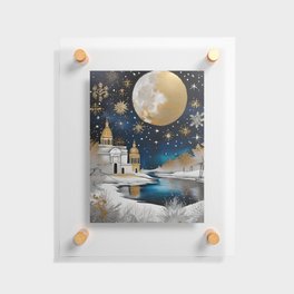Christmas in Rome - Italy Winter Holiday Gold and Silver Landscape and Cityscape Art Floating Acrylic Print
