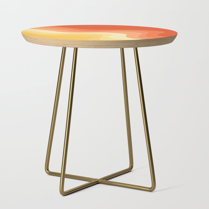 Yellow and orange retro style waves Side Table