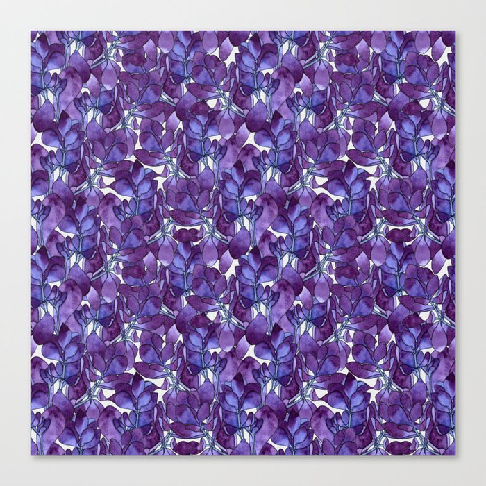 Botanical Purple Violet Pattern Canvas Print