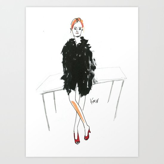 Stella - Cool Downtown Girl in Marker and Gouache Art Print