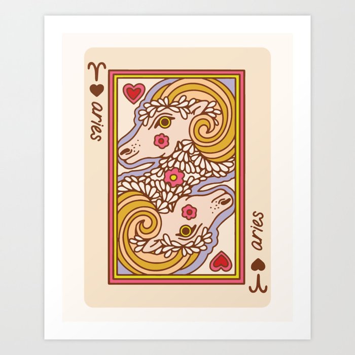 Aries Playing Card Art Print