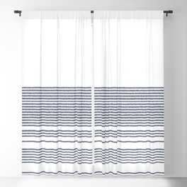 Organic Stripes in Navy Blue and White Blackout Curtain