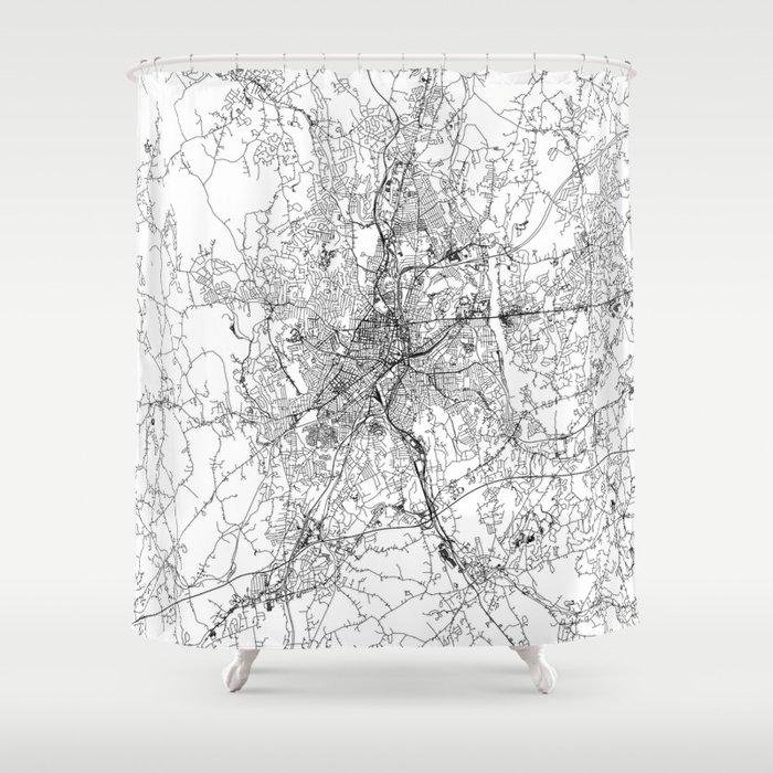 Worcester White Map Shower Curtain