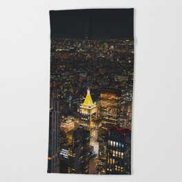 NYC Colorful Night | Travel Photography | New York City Beach Towel