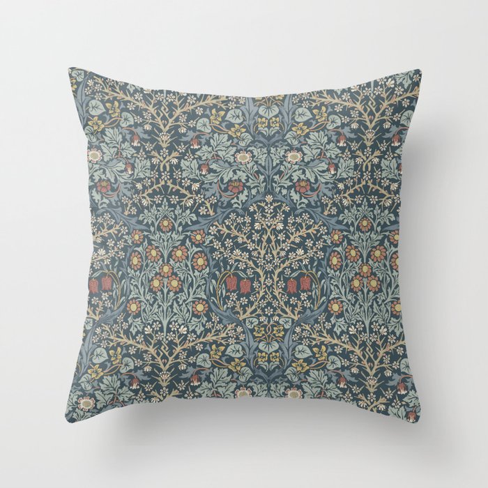 William Morris Vintage Blackthorn Indigo Throw Pillow