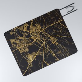 MARRAKESH MOROCCO GOLD ON BLACK CITY MAP Picnic Blanket