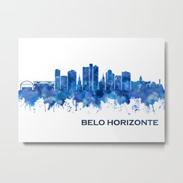 Belo Horizonte Brazil Skyline Blue Metal Print | Cityscape, Downtown, City, Skyscrapers, Painting, Artistic, Urban, Poster, Landscape, Minas 