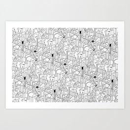 Little Escher's Building Blocks Art Print