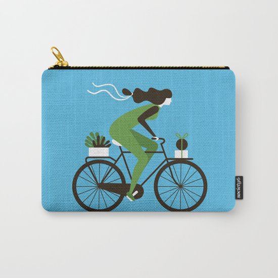 Woman on a Bicycle Carry-All Pouch