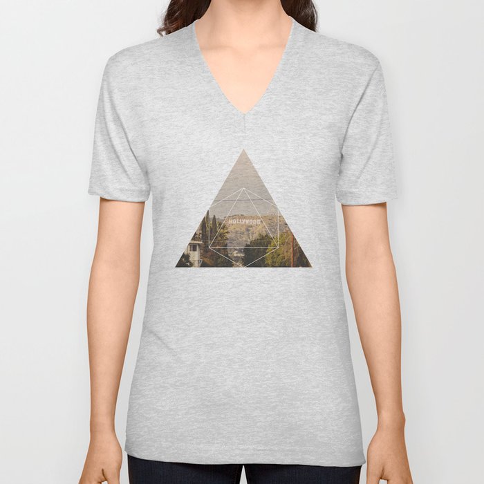 Hollywood Sign - Geometric Photography V Neck T Shirt