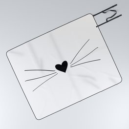Cat Heart Nose & Whiskers Picnic Blanket