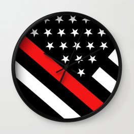 Firefighter: Black Flag & Red Line Wall Clock