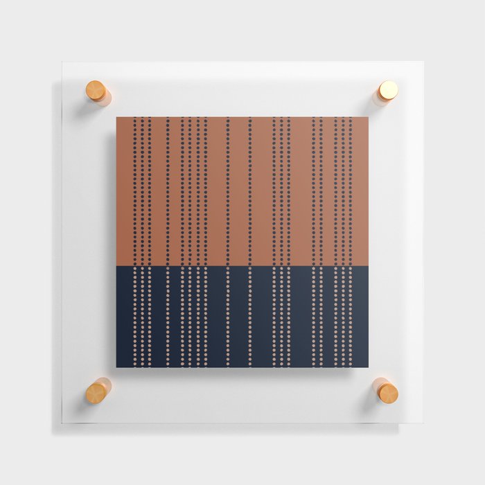 Spotted Stripes, Terracotta and Navy Blue Floating Acrylic Print