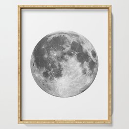 Full Moon phase print black-white monochrome new lunar eclipse poster home bedroom wall decor Serving Tray