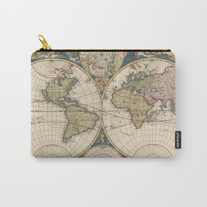 Vintage Map of The World (1690) Carry-All Pouch