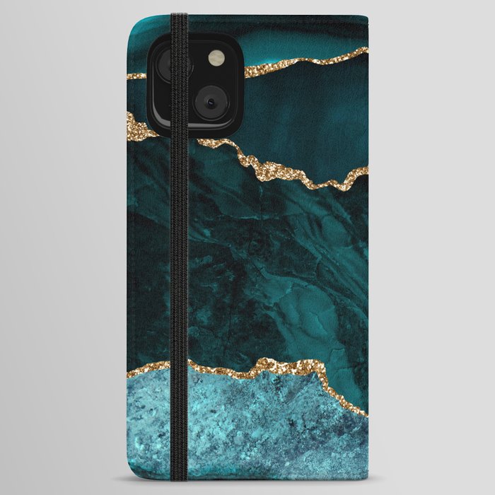 Teal Blue Emerald Marble Landscapes iPhone Wallet Case