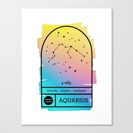 Aquarius Zodiac | Black Gradient Canvas Print