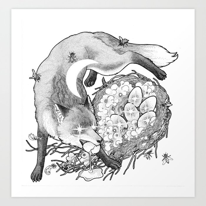 Torn By The Fox Of The Crescent Moon Art Print By Nkassirer Society6