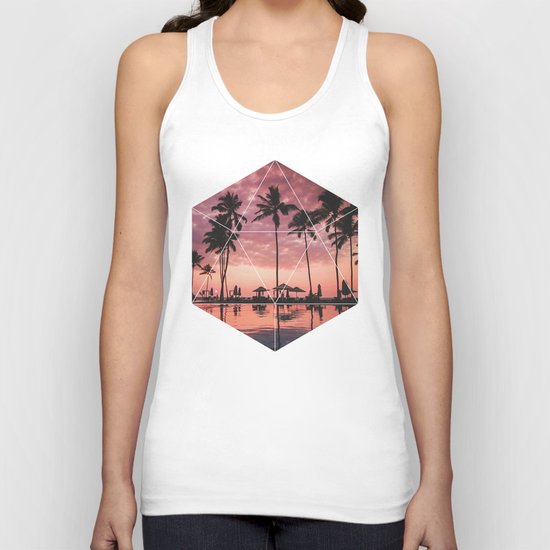 SUNSET PALMS- Geometric Photography Unisex Tank Top