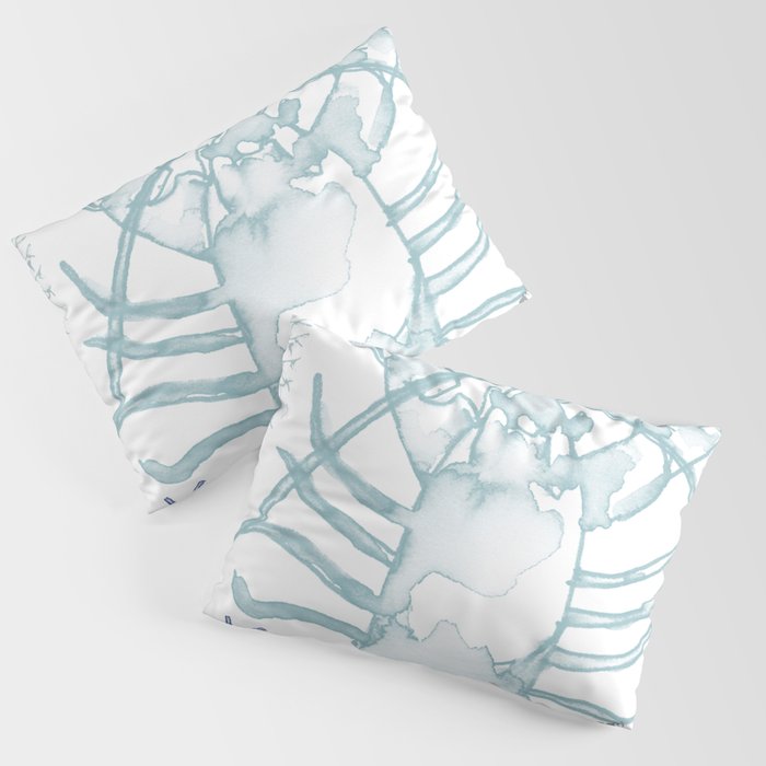 Lobster and Coral, Watercolor in Pale Blues Pillow Sham