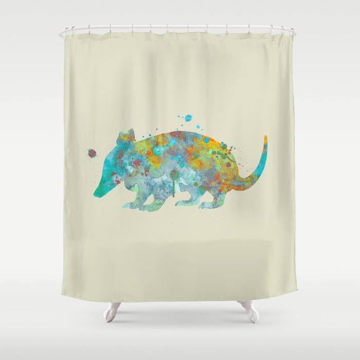 Armadillo Watercolor Painting Turquoise Aqua Mint Yellow Orange Armadillo Watercolor Painting Turquoise Aqua Mint Yellow Orange Shower Curtain By Miaomiaodesign Society6