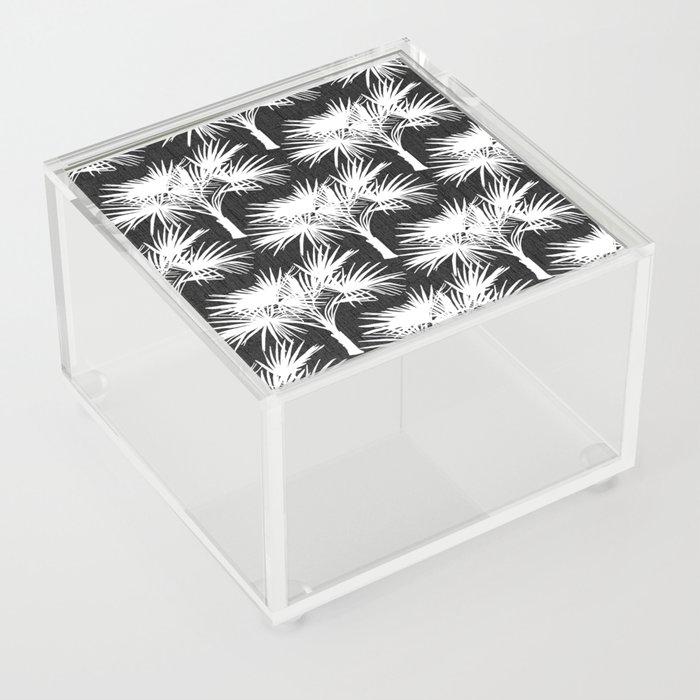 Retro 70’s Palm Trees White on Charcoal Acrylic Box