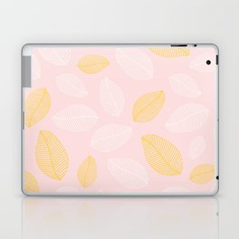 Beautiful veined leaves, pattern with foliage on a pink pastel background. Laptop Skin
