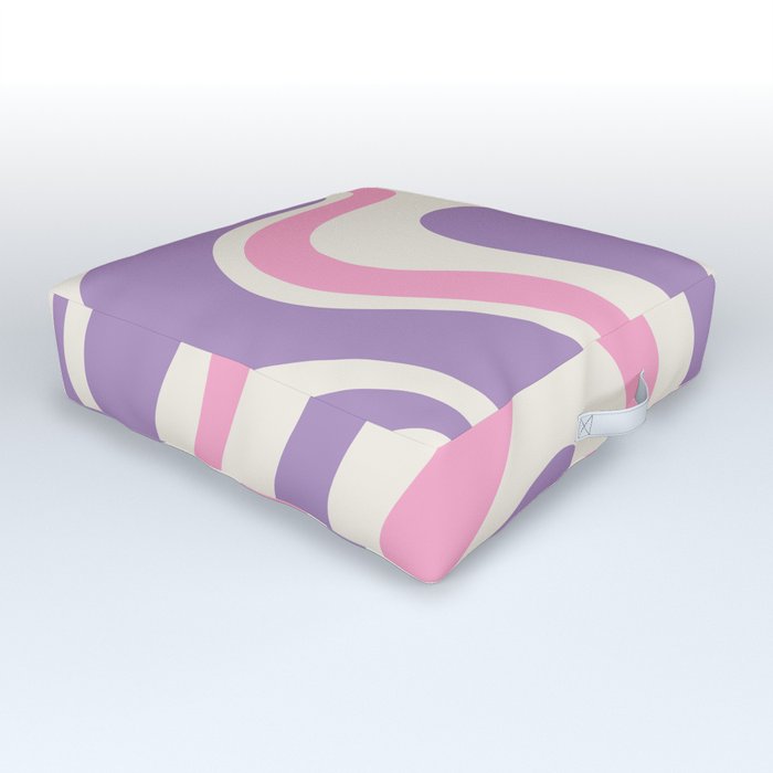 Retro Liquid Swirl Abstract Pattern Purple Pink Cream Outdoor Floor Cushion