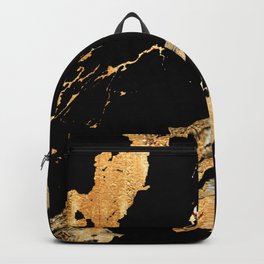 Gold Marble with Black Background Backpack | Elegant, Goldmarble, Gold, Digital, Texture, Pattern, Grgaphicdesign, Marble, Acrylic, Minimal 