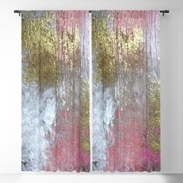 Golden Girl: a pretty abstract mixed media piece in pink, white, gold, and gray Blackout Curtain