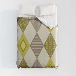 1950s Abstract Diamonds Pattern Yellow Duvet Cover