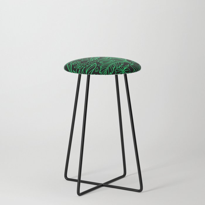 luminous green flower pattern Counter Stool by JOLAAS Society6
