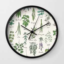 Herbs Collection Pattern Wall Clock