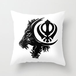 Sikhism Lion Khanda Symbol Throw Pillow