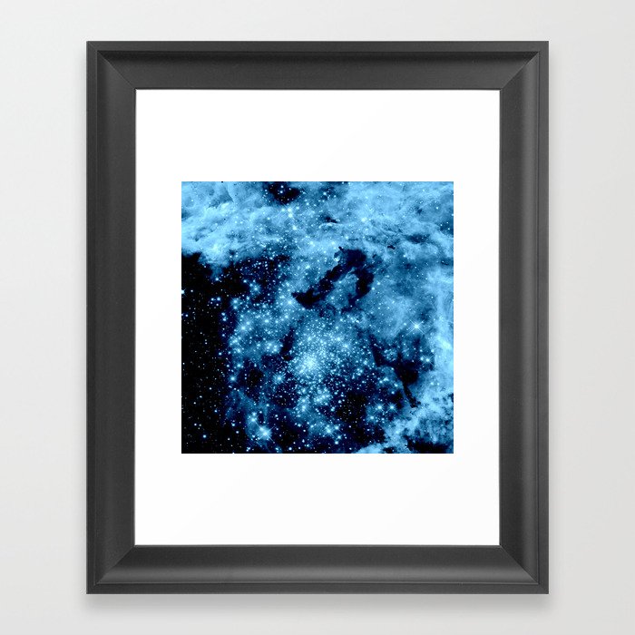 Blue Galaxy Nebula Framed Art Print