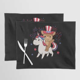 Deer With Unicorn For Fourth Of July Fireworks Placemat