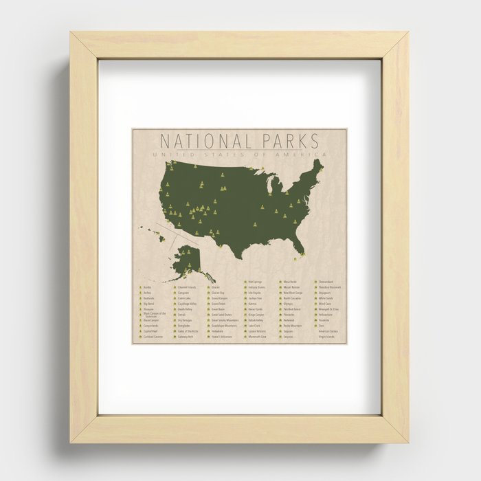 US National Parks Recessed Framed Print