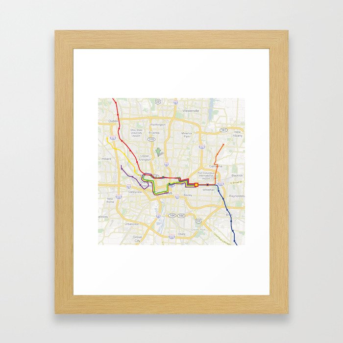 Running Map Framed Art Print