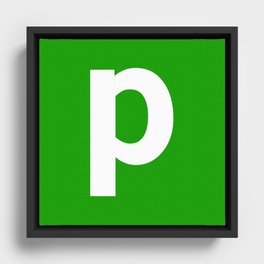 letter P (White & Green) Framed Canvas