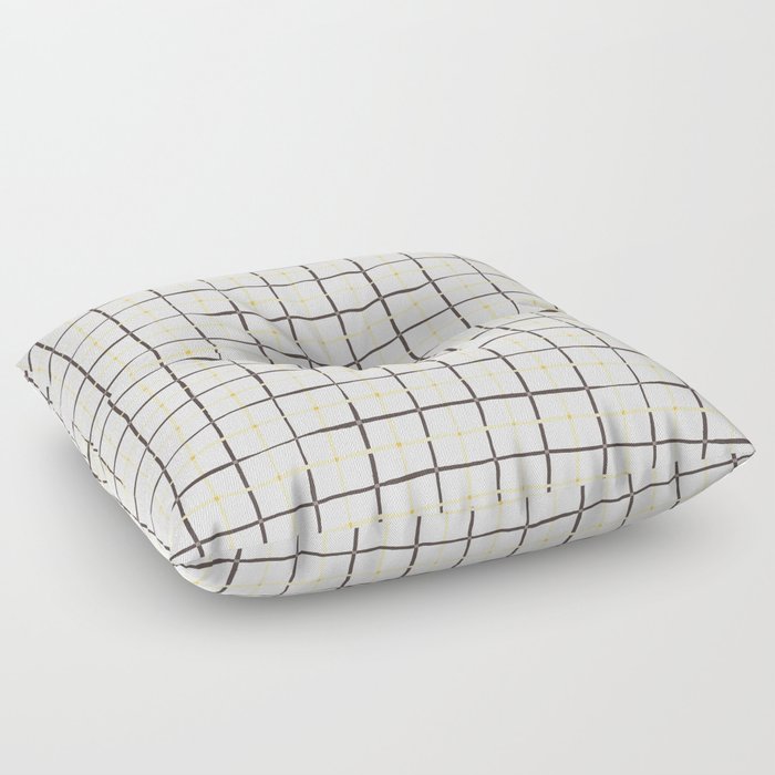 Yellow and brown tattersal plaid Floor Pillow