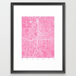 Atlanta map pink Framed Art Print