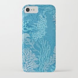 Underwater Flora and Fauna Blue Pattern iPhone Case