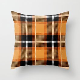 Orange + Black Plaid Throw Pillow